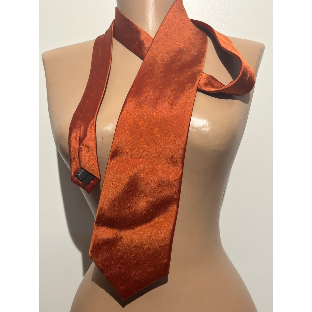 University of Miami Office of the President Silk Tie Orange Logo Hand Made